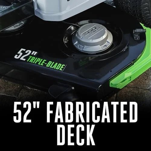 ego power+ electric riding lawn mower, 52″ deck with zero turn radius, includes (6) 56v 12.0ah batteries and chargers – zt5207l ego power+ electric riding lawn mower, 52″ deck with zero turn radius, includes (6) 56v 12.0ah batteries and chargers – zt5207l