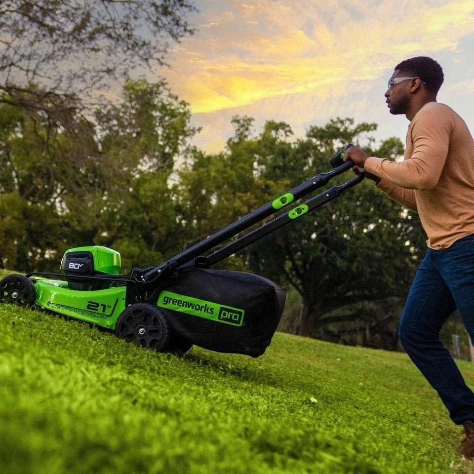 greenworks 80v 21” lawn mower, 13” string trimmer, and 730 leaf blowers. greenworks 80v 21” lawn mower, 13” string trimmer, and 730 leaf blowers.